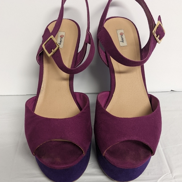 Olsenboye Peep toe Ankle Strap Purple and Blue Stiletto Sandals 8.5 - Picture 8 of 13